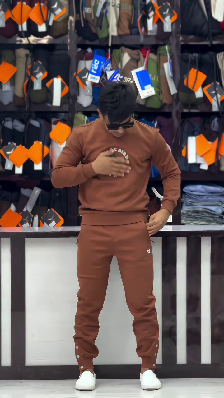 Cocoa Flight Tracksuit with Shadow Emblem – A Streetwear Symphony of Motion & Mystery” 🤎🌀🔥🕶️💫