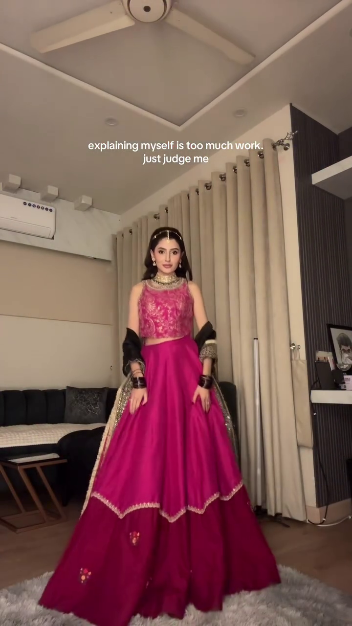 Hot Magenta Sleeveless Embroidered Blouse with Matching High‑Waist Layered Flared Lehenga Skirt and Dupatta Party & Wedding Set” 💖