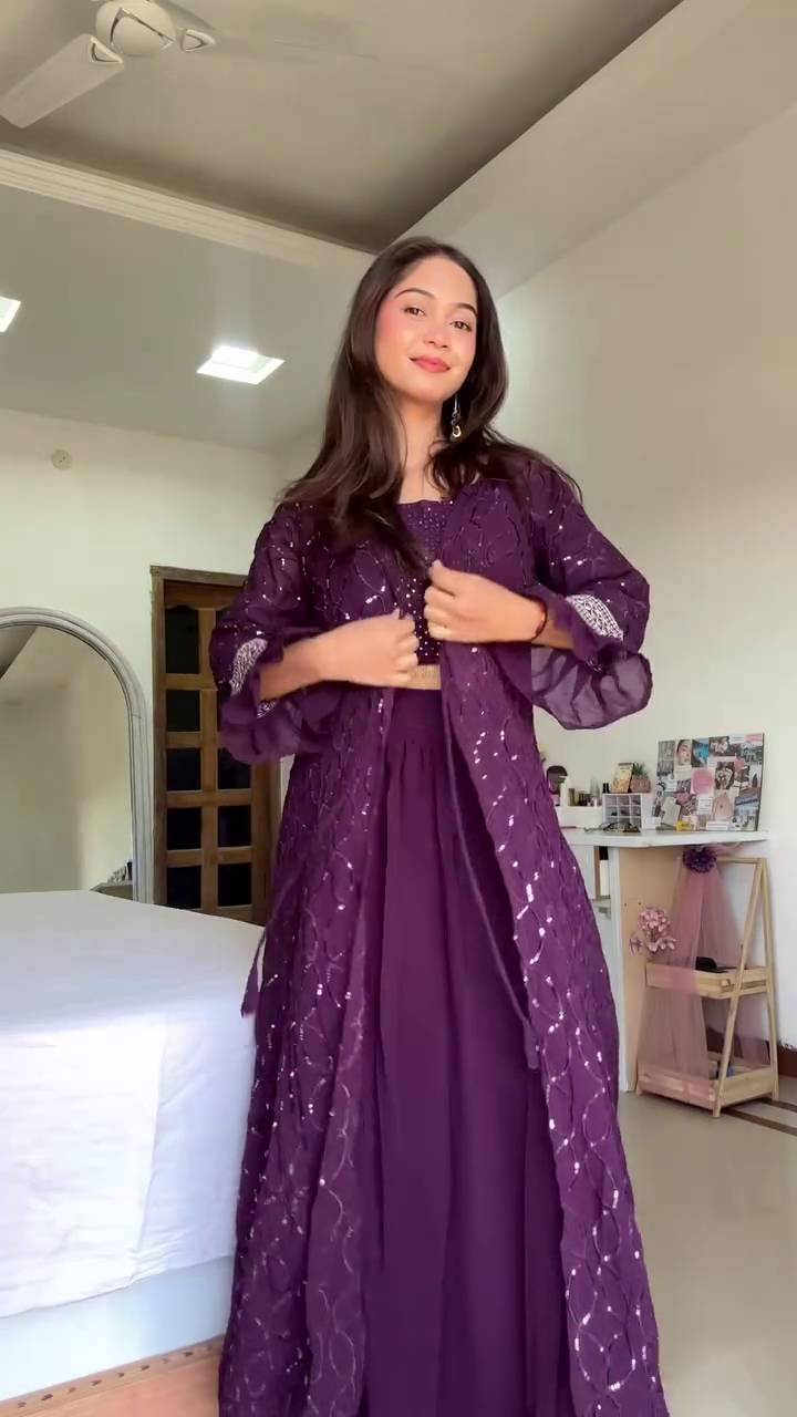Black Flowing Lehenga with Multicolor Floral Border and Sheer Full‑Sleeve Crop Blouse Festive Indo‑Western Set” 🖤