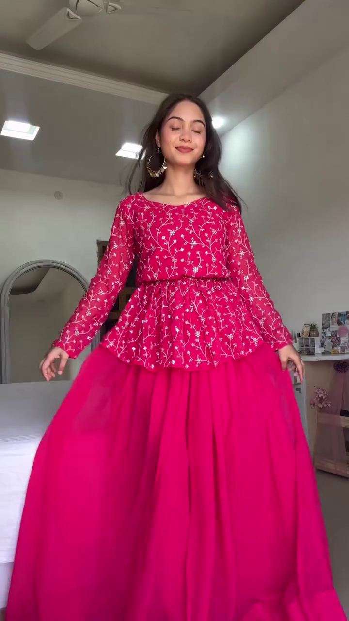 Black Flowing Lehenga with Multicolor Floral Border and Sheer Full‑Sleeve Crop Blouse Festive Indo‑Western Set” 🖤
