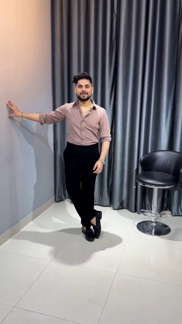 Earthy Brown Rolled-Sleeve Button-Up Shirt with Black Trousers and Loafers 🌿👔🍂🖤✨