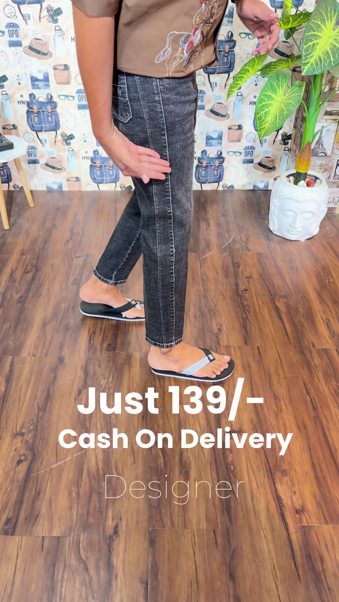 White Printed Shirt 🤍👕 with Gray Jeans 👖 Visible Stitching ✨ and Casual Flip-Flops 🩴 Streetwear Everyday Ensemble 🌟