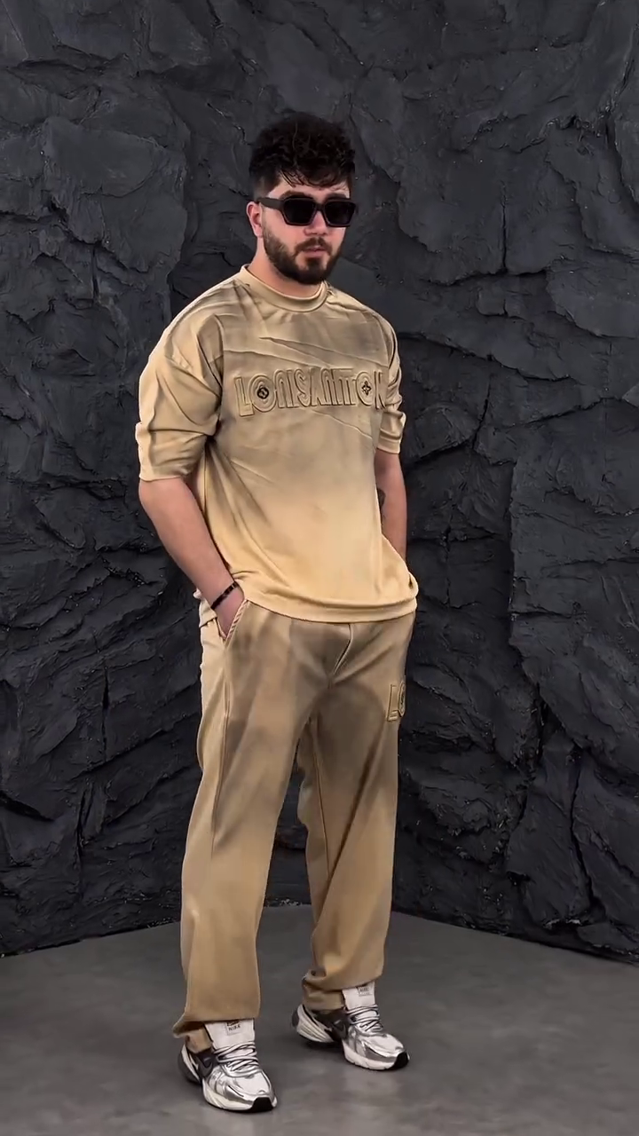 Men’s All-Black Relaxed Fit Half-Sleeve Streetwear T-Shirt & Cargo Jogger Co-Ord Set 🕶️🔥