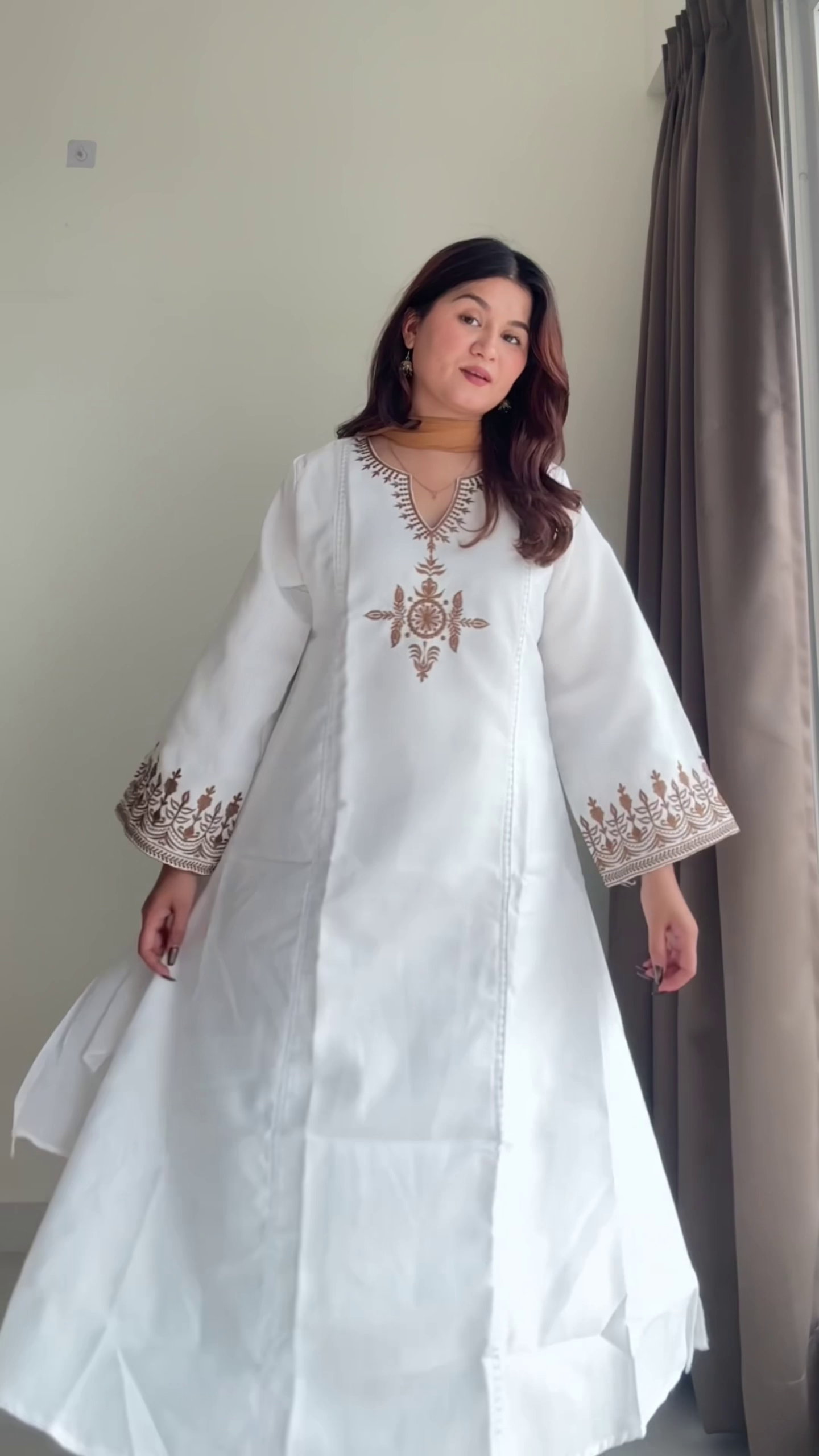 Midnight Black Straight-Cut Embroidered Kurta Set with Lavender Floral Threadwork, Scalloped Bell Sleeves & Soft Chiffon Dupatta 🌙🖤💜