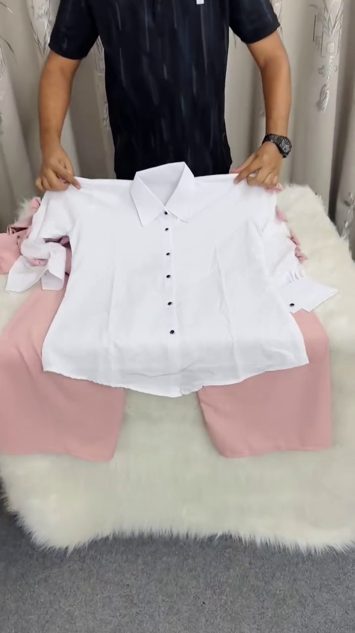 Blush Pink & Crisp White 4-Piece Kids Formal Suit Set with Bow-Detailed Waistcoat, Classic Collar Shirt, Matching Trousers & Adjustable Belt 🎀🤍👔