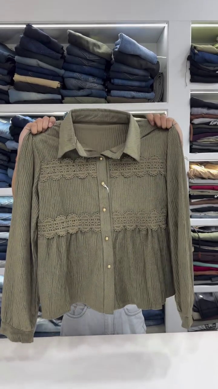 Women’s Casual Shirt with Decorative Trim Detail Long Sleeve Stylish Top