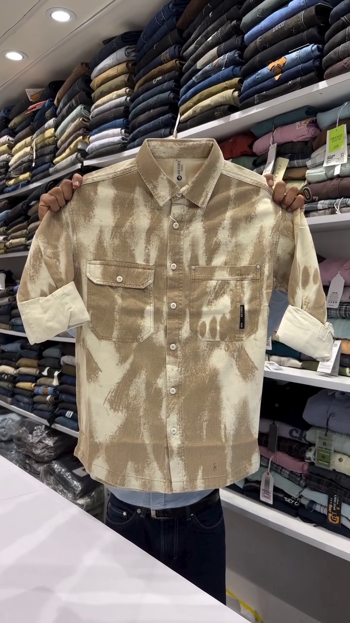 Olive Tie-Dye Utility Shirt with Dual Pockets & Rugged Street Style Vibes 💚🔥👔
