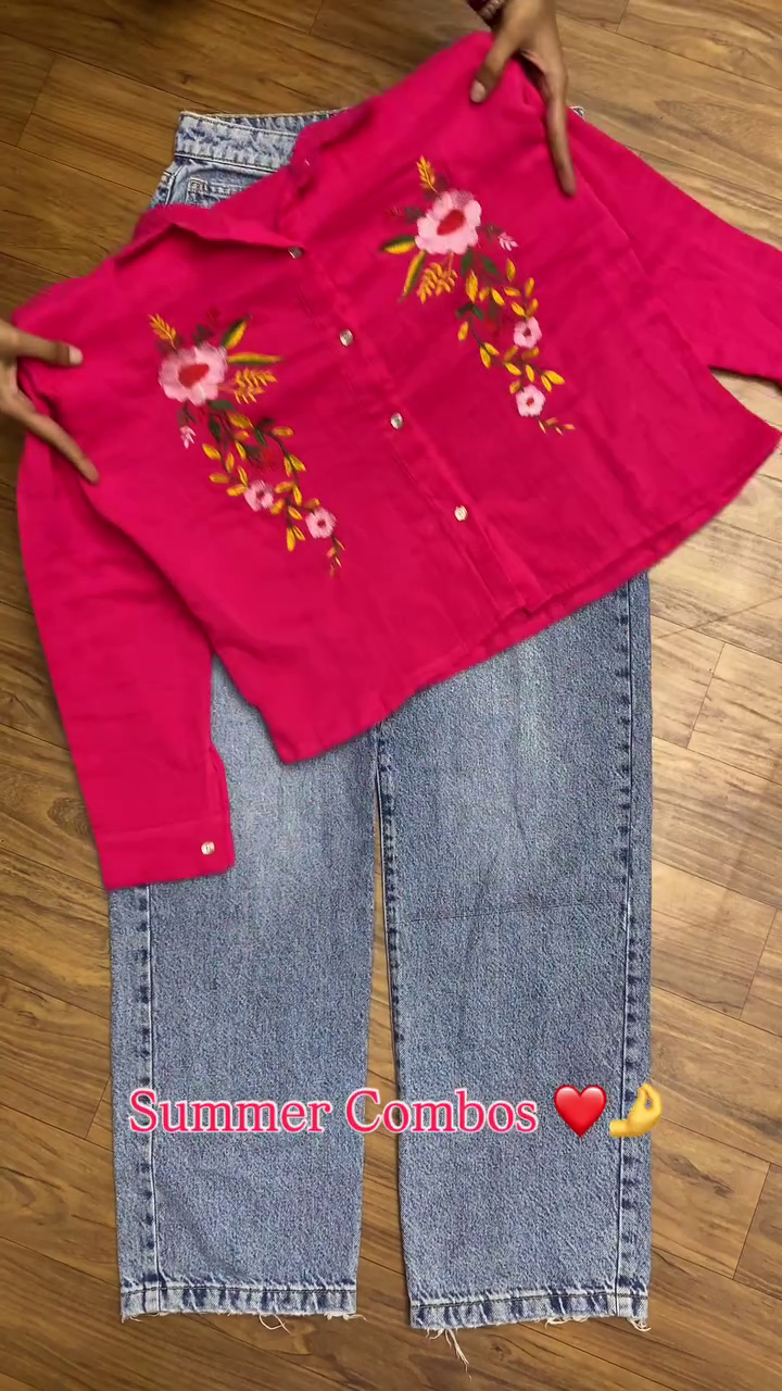 Blush Breeze Summer Top & Wide-Leg Denim Combo 💗👖☀️