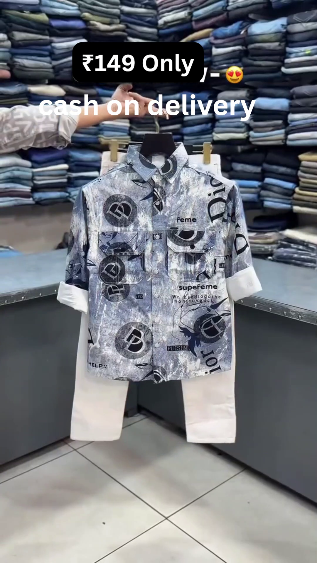 Urban Frost Printed Shirt & Denim Streetwear Combo ❄️👕👖🔥