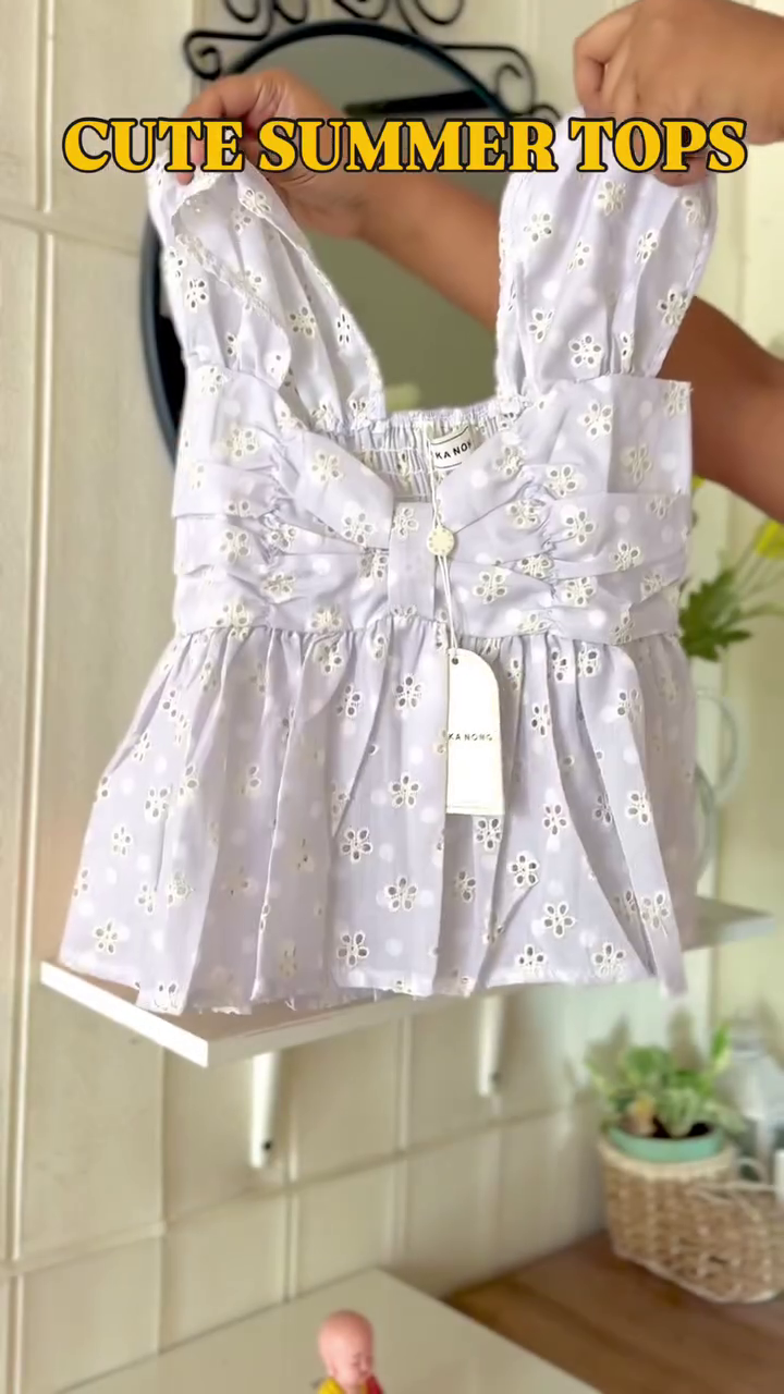 🍒🤍 Sweet Cherry Embroidered Lace Collar Summer Peplum Blouse for Women & Girls – Elegant Casual Vacation Style Top 🍒🤍✨