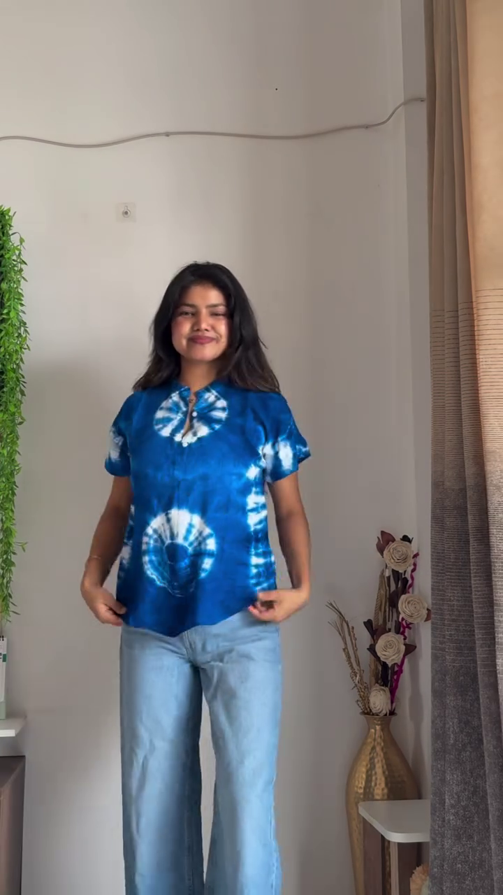 💙🌊 Handcrafted Tie-Dye Cotton Comfort Top for Women | Artistic Short Sleeve Casual Summer Wear Blouse with Relaxed Everyday Fit 🌊💙