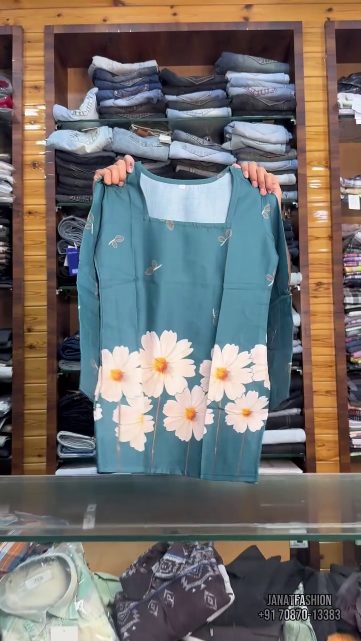 🌼✨ Elegant Daisy Bloom Printed Straight-Cut Casual Kurti for Women | Soft Breathable Everyday Comfort Tunic with Floral Garden Inspired Design & Relaxed Modern Fit ✨🌼